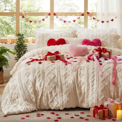 Boho Quilted 3-Piece Bedding Set with Pillow Shams