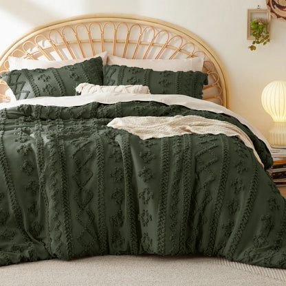 Boho Quilted 3-Piece Bedding Set with Pillow Shams