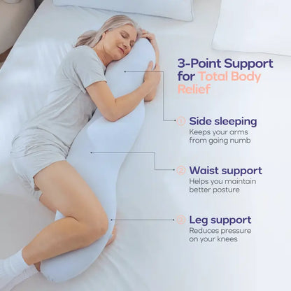 Full Body Ergonomic Pillow - Cooling Support for Side Sleepers & Pregnancy